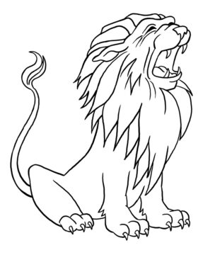 Dibujo de León Rugiendo para Colorear