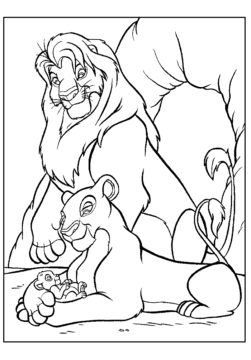Dibujo de Rey león y Familia para Colorear