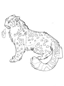 Dibujo de Lindo Leopardo de las Nieves para Colorear