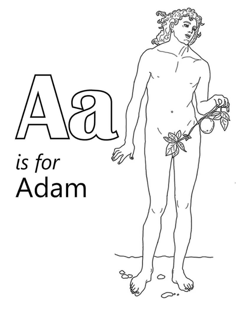 Dibujo de Adam Letra a 1 para Colorear