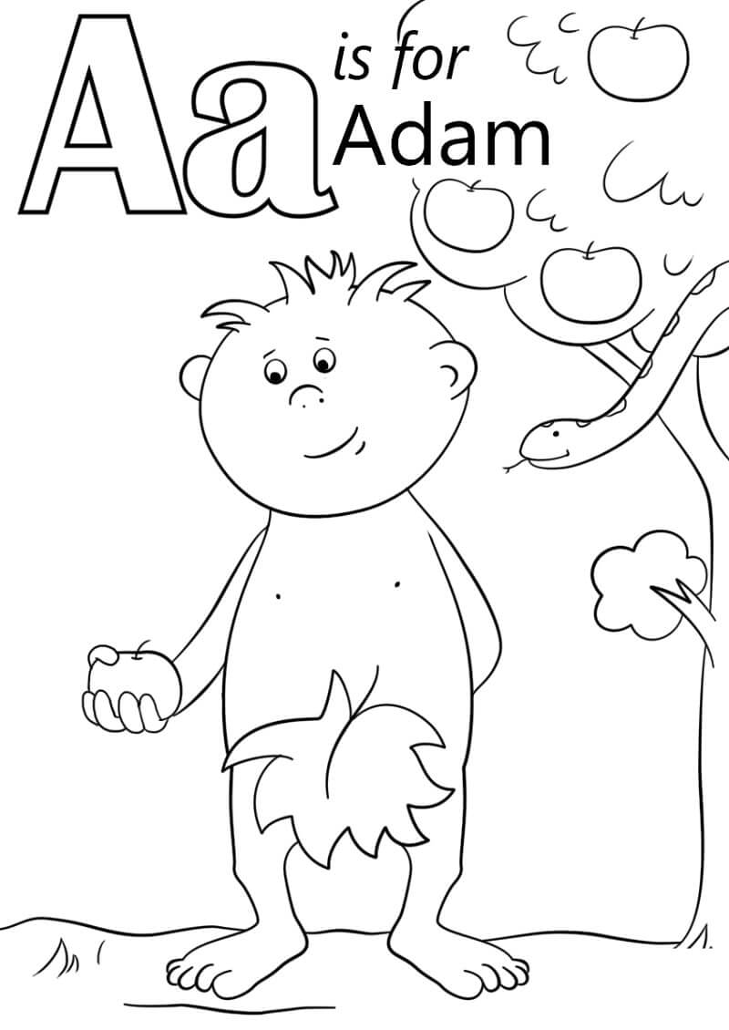 Dibujo de Adam Letra a para Colorear
