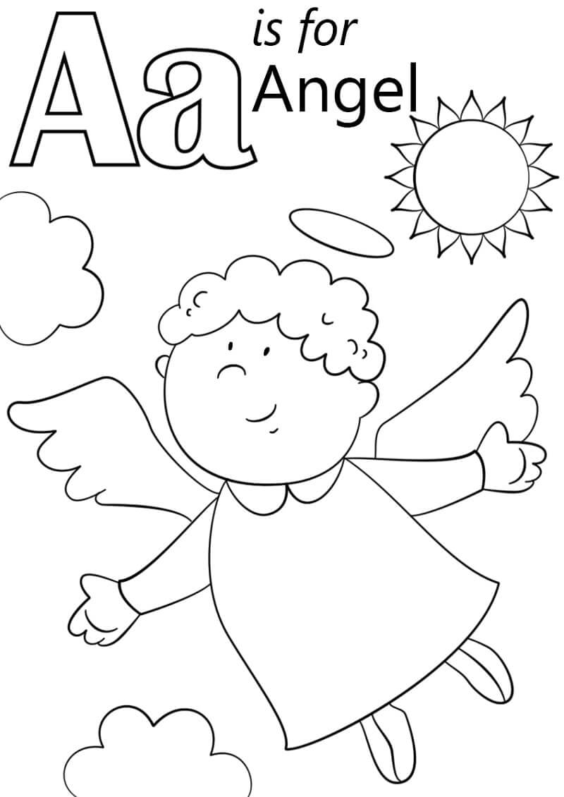 Dibujo de Ángel Letra a para Colorear