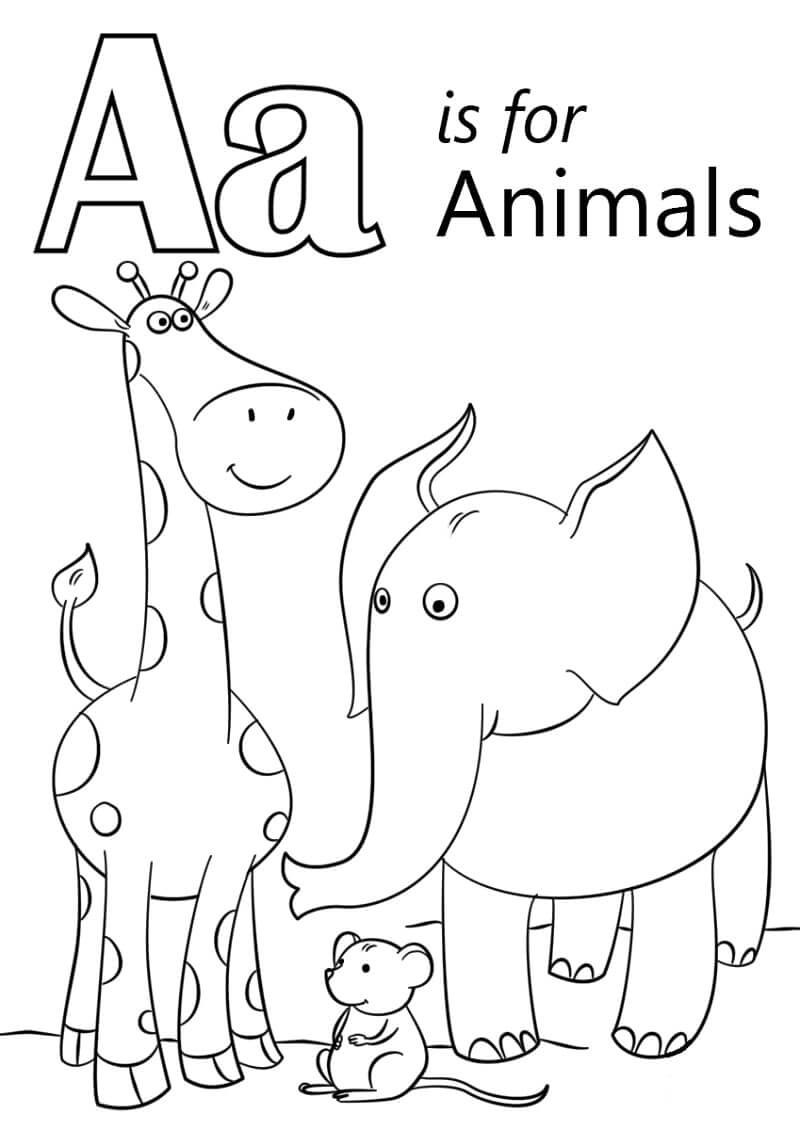 Dibujo de Animales Letra a para Colorear