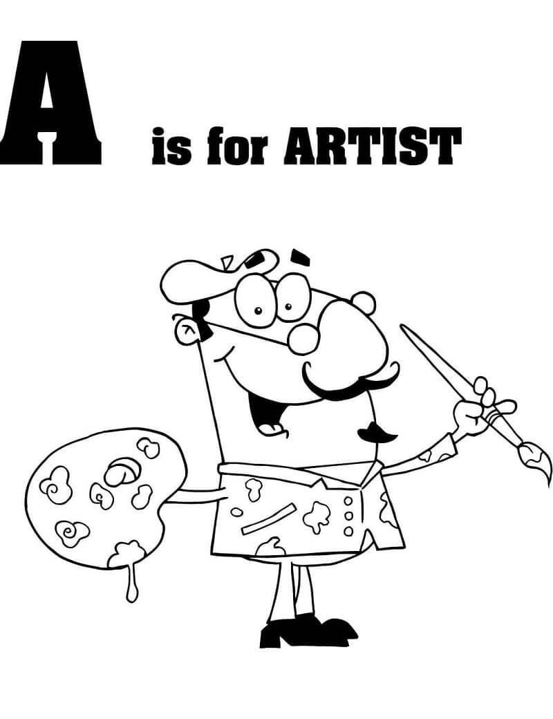 Dibujo de Artista Letra a para Colorear