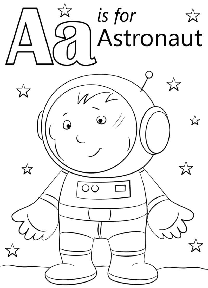 Dibujo de Astronauta Letra a para Colorear