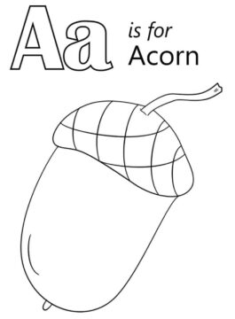 Dibujo de Bellota Letra a para Colorear