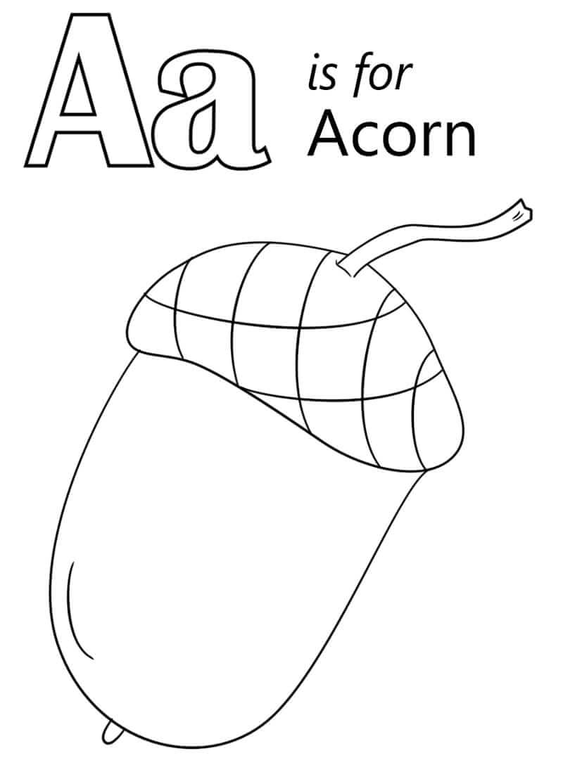 Dibujo de Bellota Letra a para Colorear