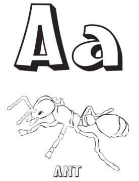 Dibujo de Hormiga Letra a 1 para Colorear