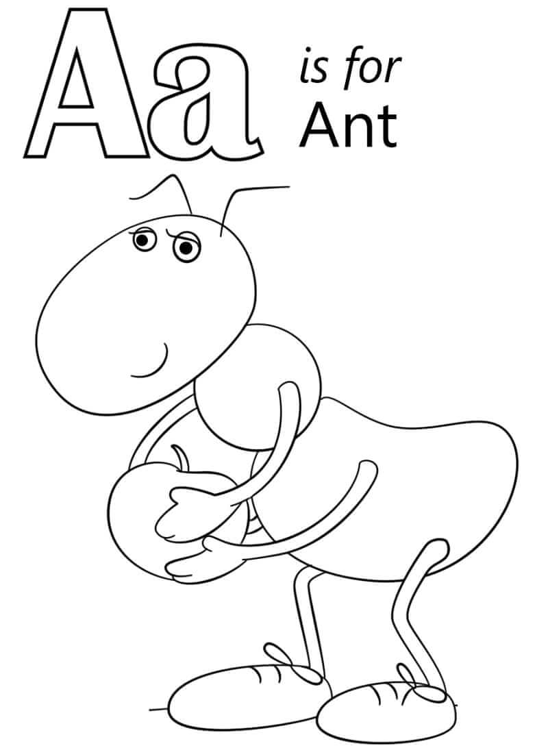 Dibujo de Hormiga Letra a para Colorear