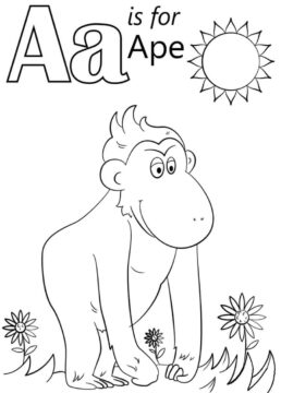 Dibujo de Letra de Mono a para Colorear