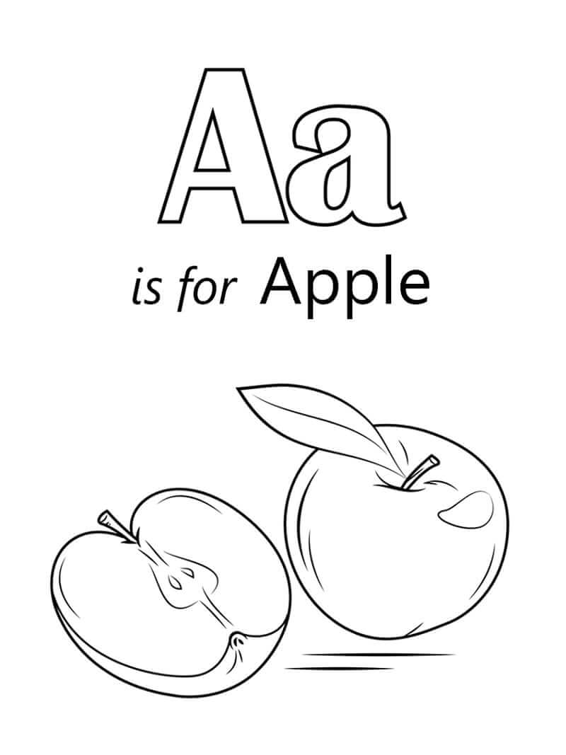 Dibujo de Manzana Letra a para Colorear