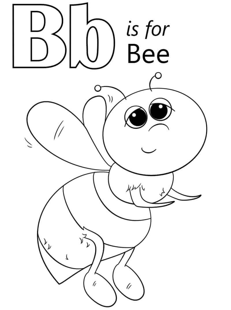 Dibujo de Abeja Letra B para Colorear