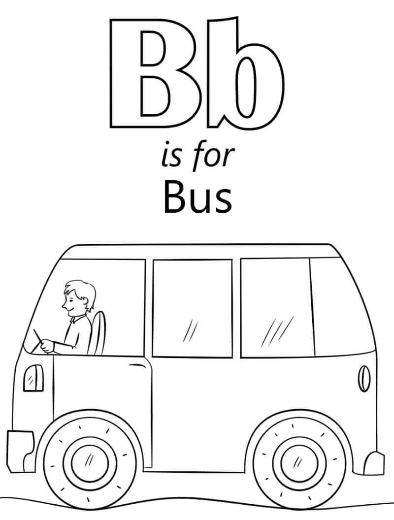 Dibujo de Autobus Letra B para Colorear