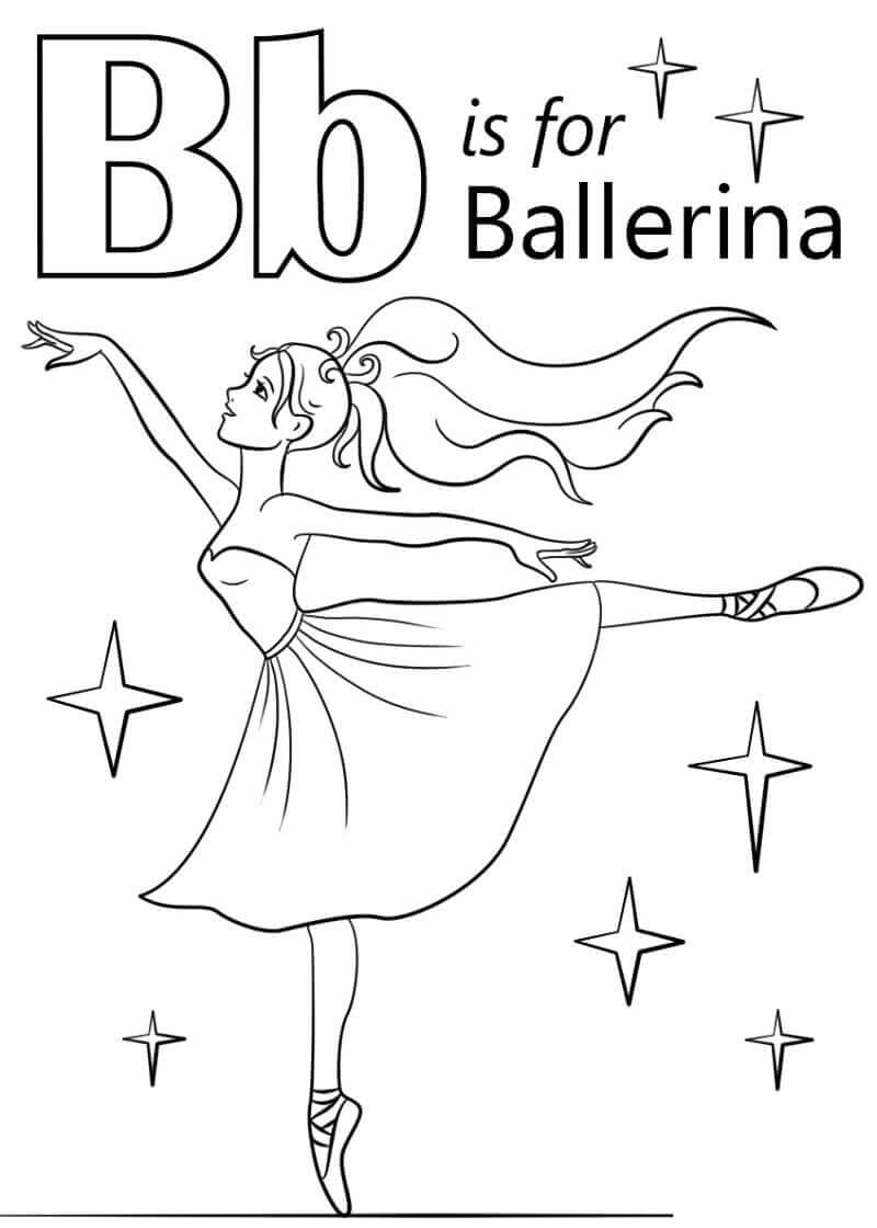 Dibujo de Bailarina Letra B para Colorear