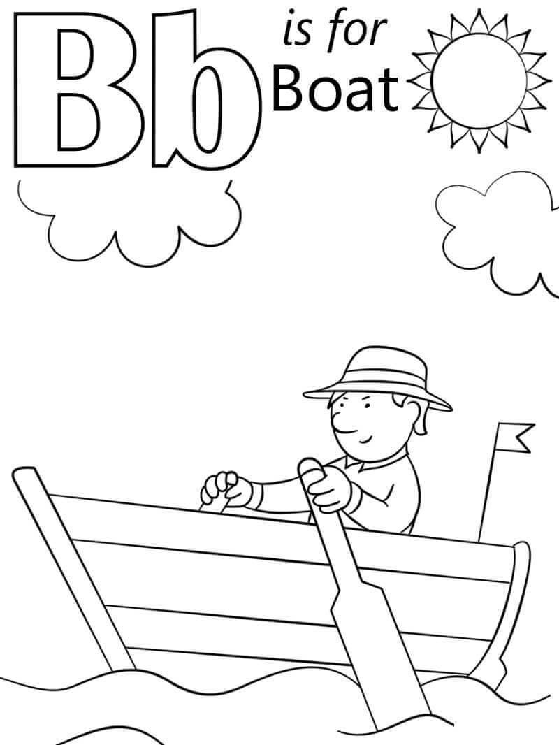 Dibujo de Barco Letra B para Colorear