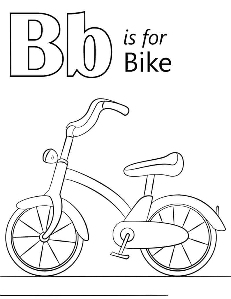 Dibujo de Bicicleta Letra B para Colorear