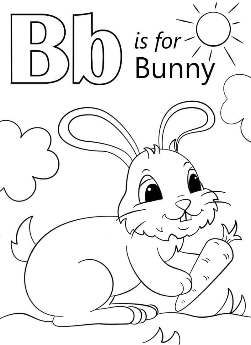 Dibujo de Conejito Letra B para Colorear