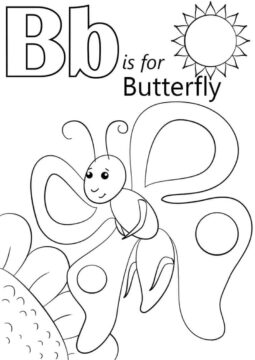 Dibujo de Mariposa Letra B para Colorear