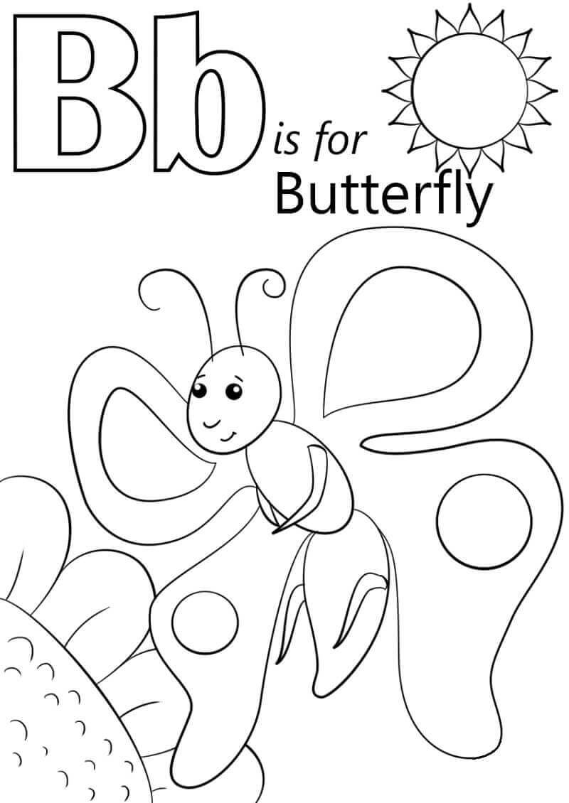 Dibujo de Mariposa Letra B para Colorear