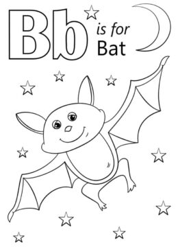 Dibujo de Murcielago Letra B para Colorear