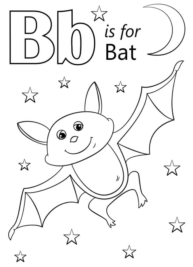 Dibujo de Murcielago Letra B para Colorear