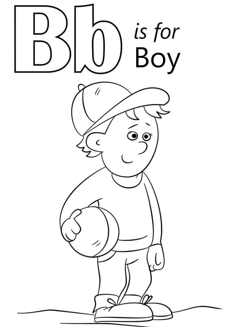 Dibujo de Niño Letra B para Colorear