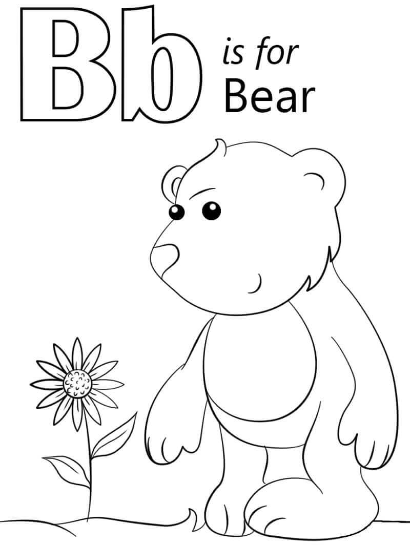 Dibujo de Oso Letra B para Colorear