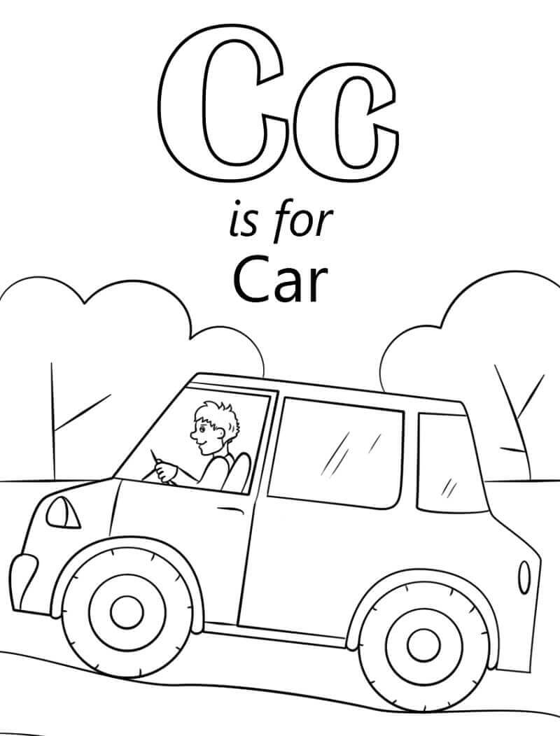 Dibujo de Coche Letra C para Colorear