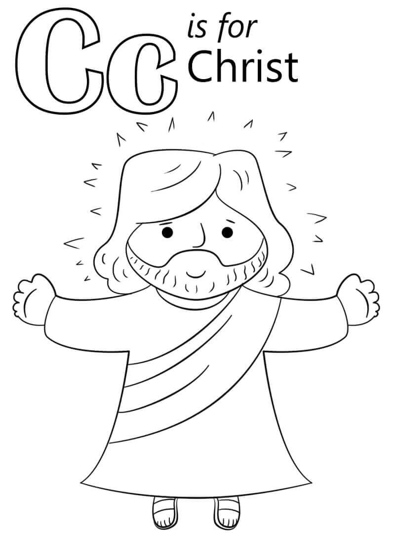 Dibujo de Cristo Letra C para Colorear