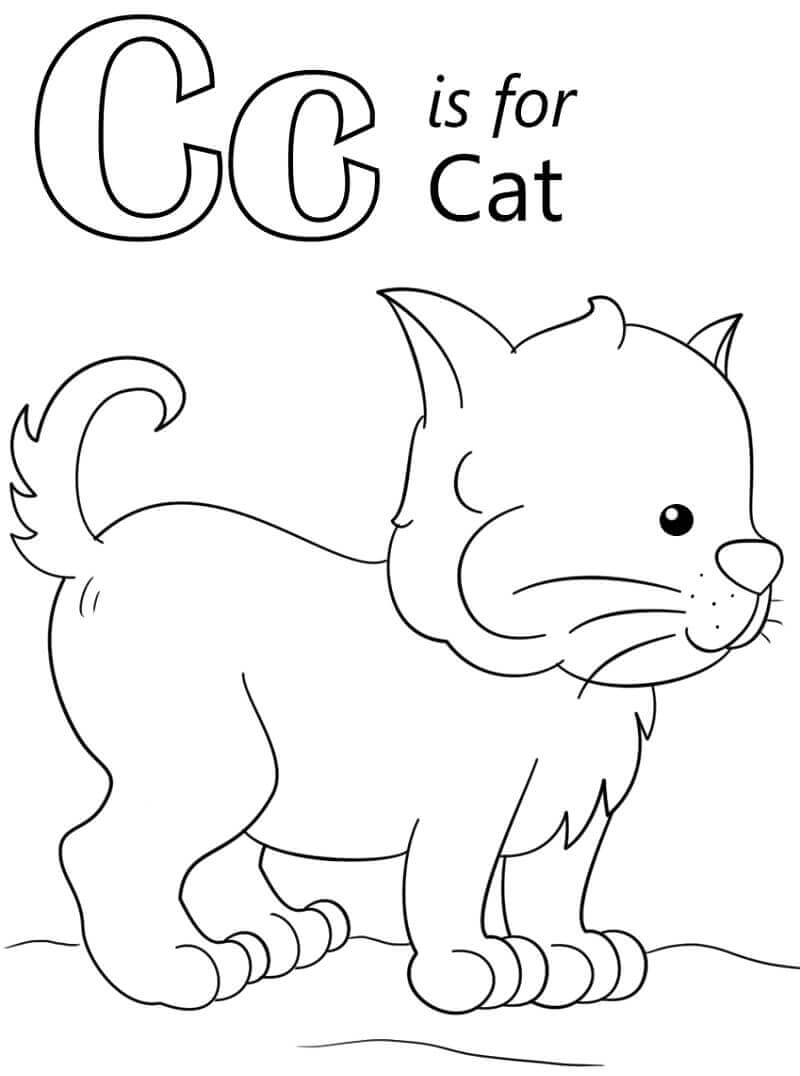 Dibujo de Gato Letra C para Colorear