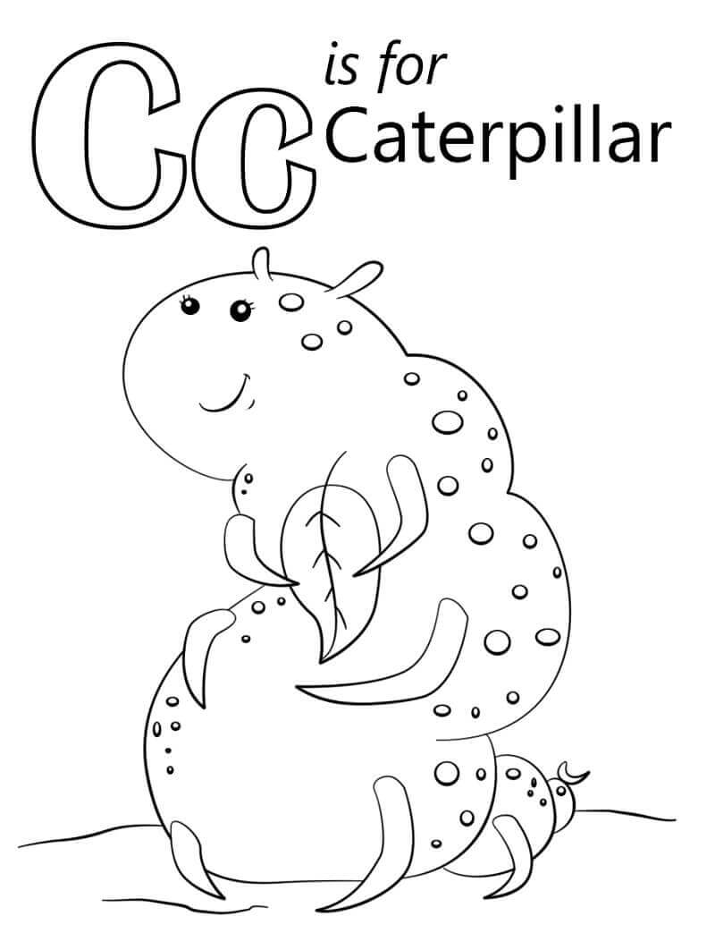 Dibujo de Letra C de Caterpillar para Colorear