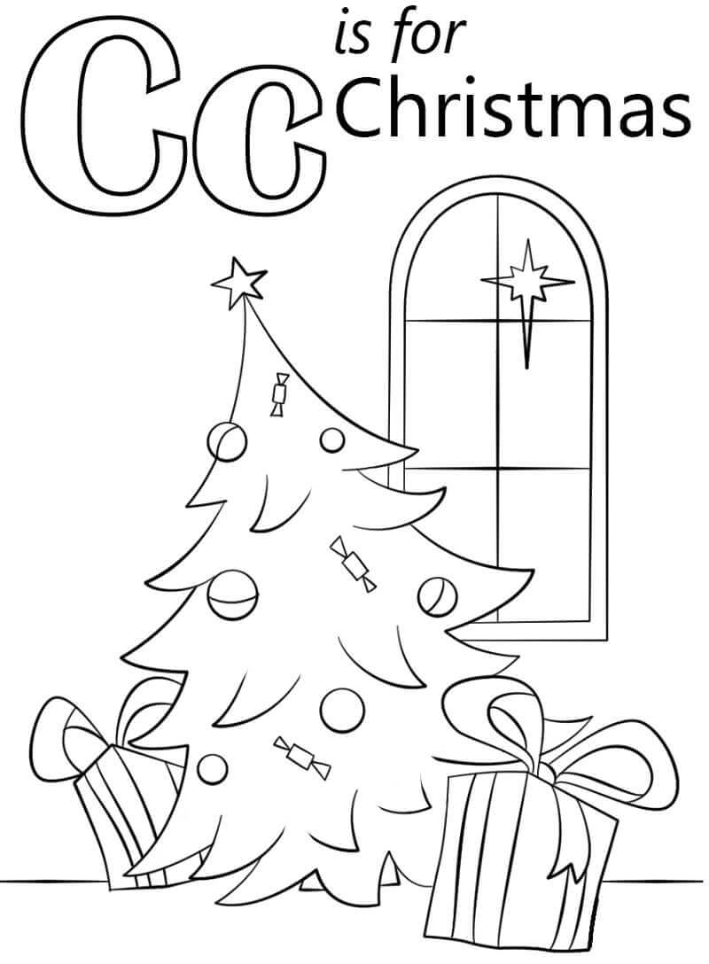 Dibujo de Letra de Navidad C para Colorear