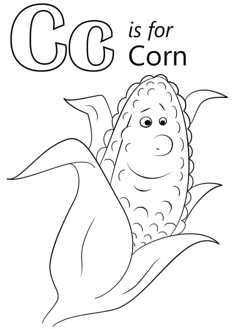Dibujo de Maíz Letra C para Colorear