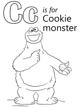 Dibujo de Monstruo de las Galletas Letra C para Colorear