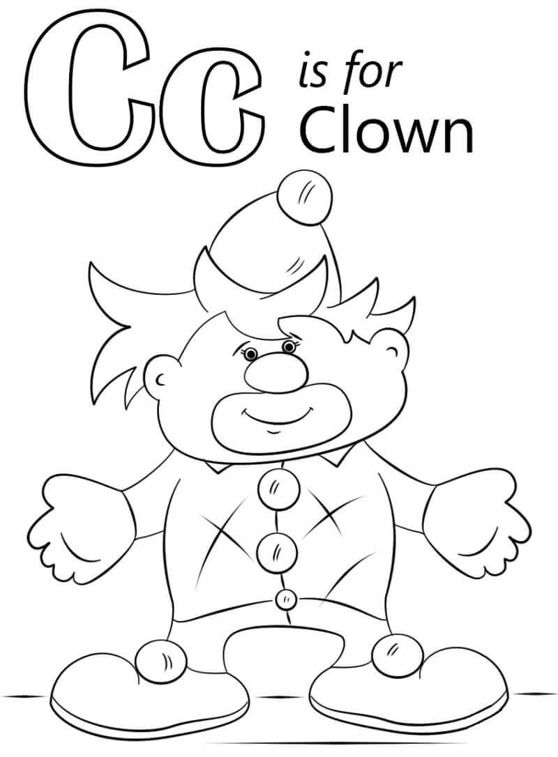 Dibujo de Payaso Letra C para Colorear