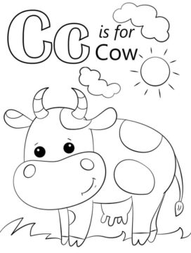 Dibujo de Vaca Letra C para Colorear