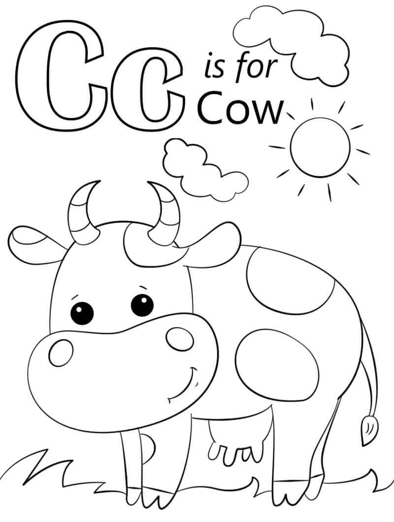 Dibujo de Vaca Letra C para Colorear
