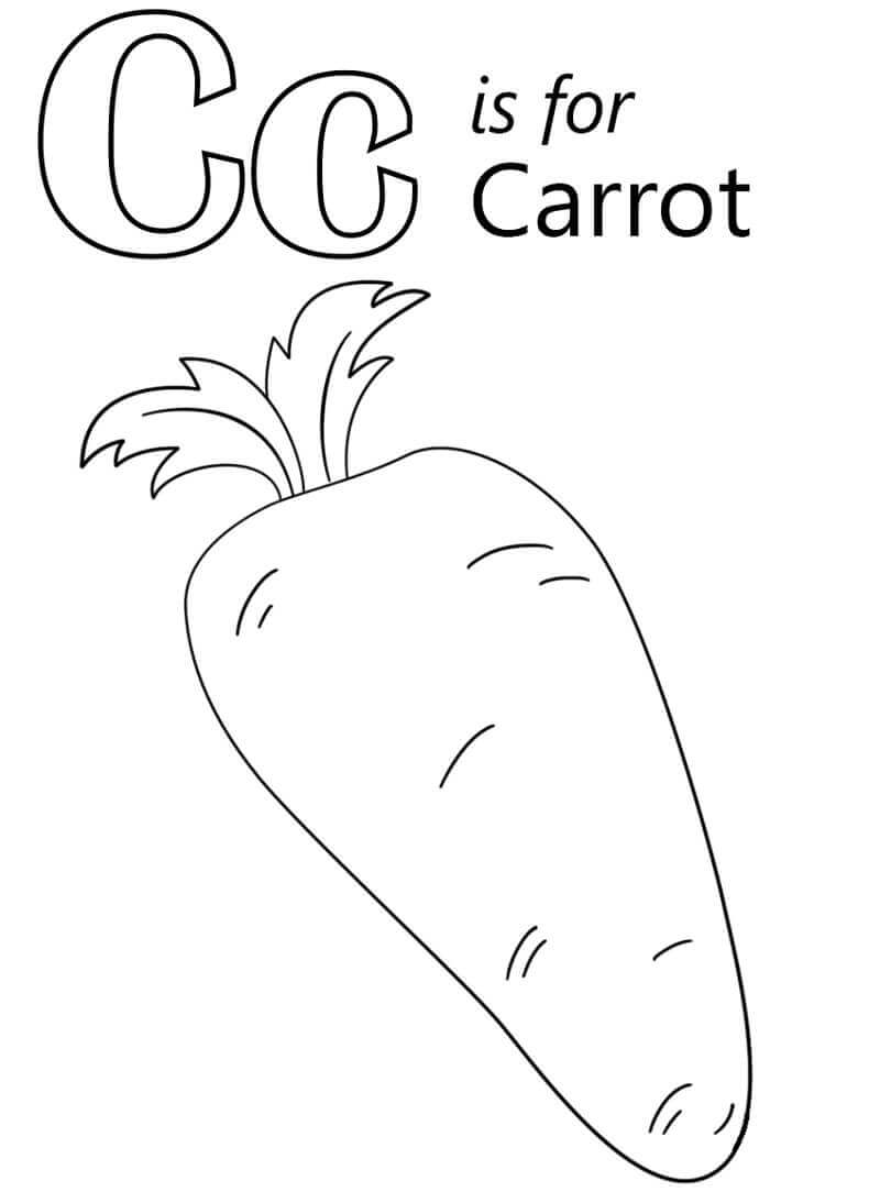 Dibujo de Zanahoria Letra C para Colorear