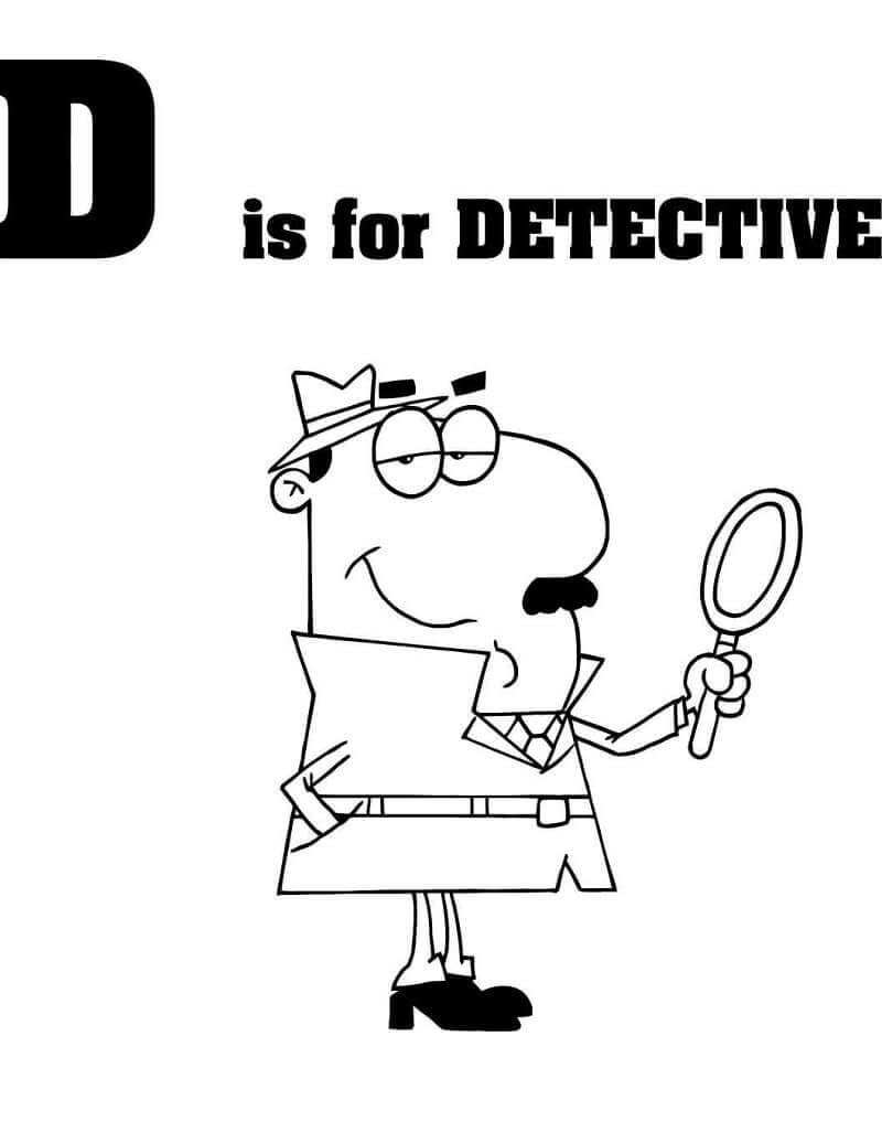 Dibujo de Detective Letra D para Colorear