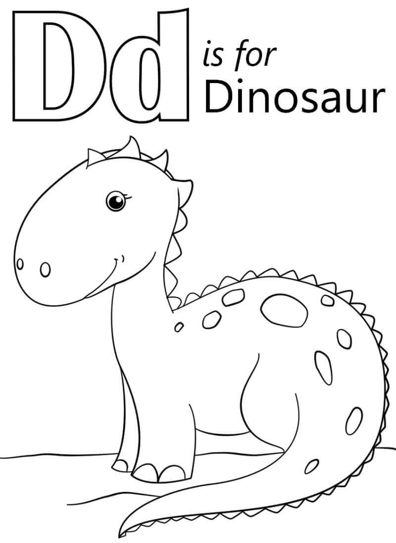 Dibujo de Dinosaurio Letra D para Colorear