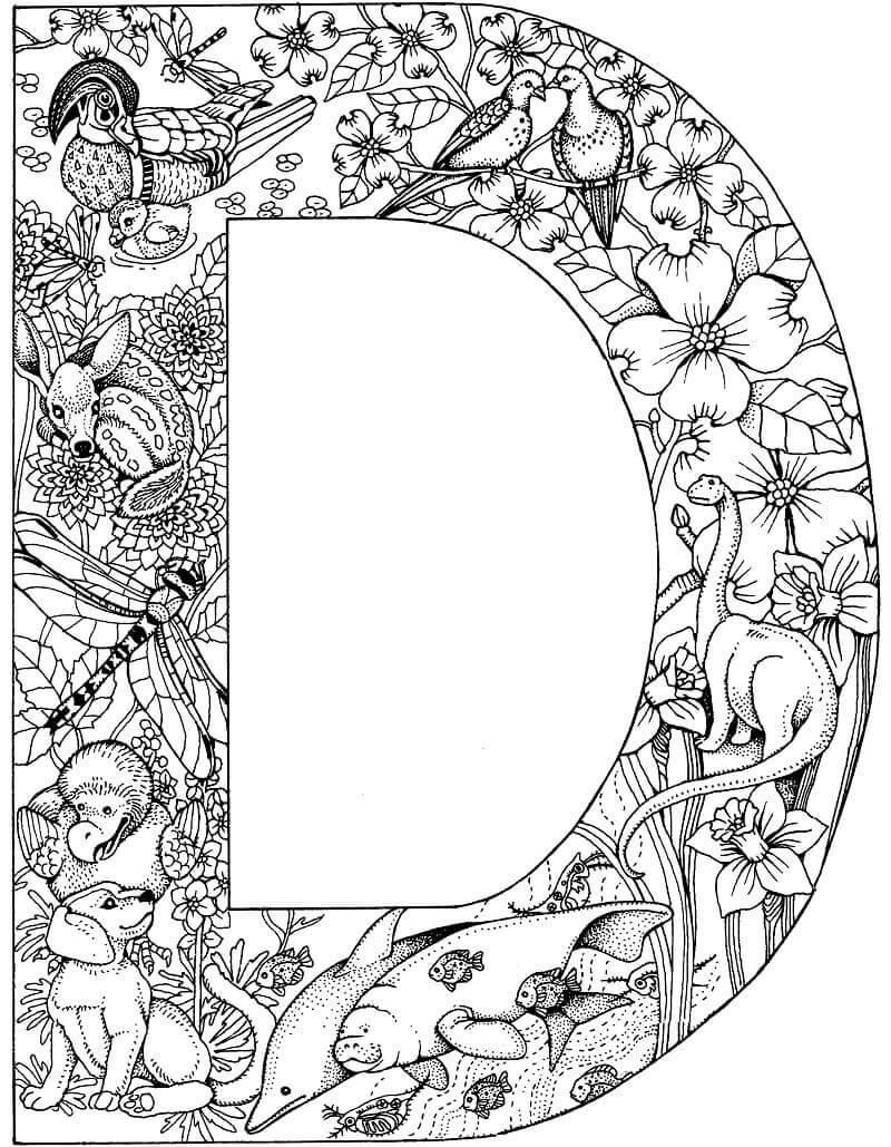Dibujo de Letra D 2 para Colorear