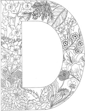 Dibujo de Letra D 3 para Colorear