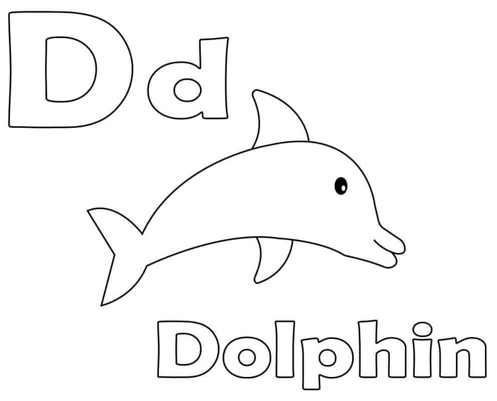 Dibujo de Letra D delfín para Colorear