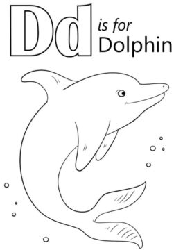 Dibujo de Letra de delfín D 1 para Colorear