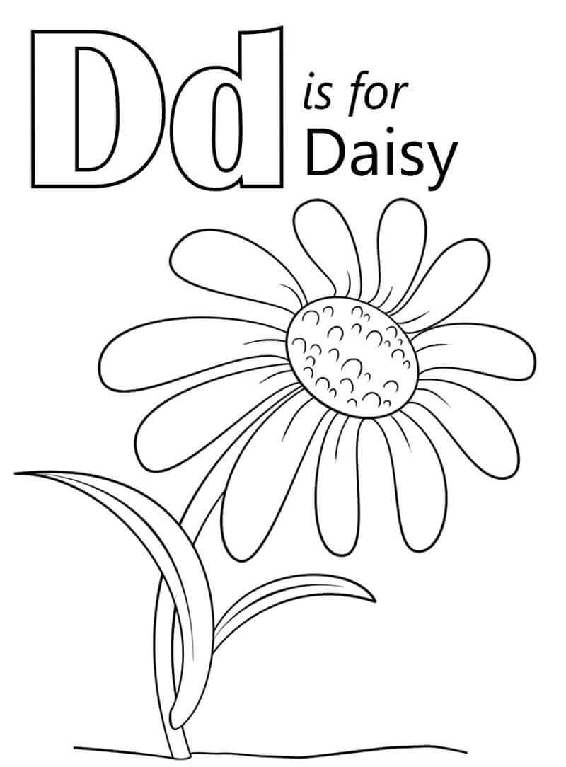 Dibujo de Margarita Letra D para Colorear
