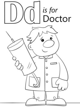 Dibujo de Médico Letra D para Colorear