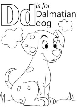 Dibujo de Perro Dalmata Letra D para Colorear