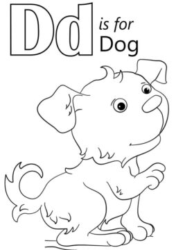 Dibujo de Perro Letra D para Colorear