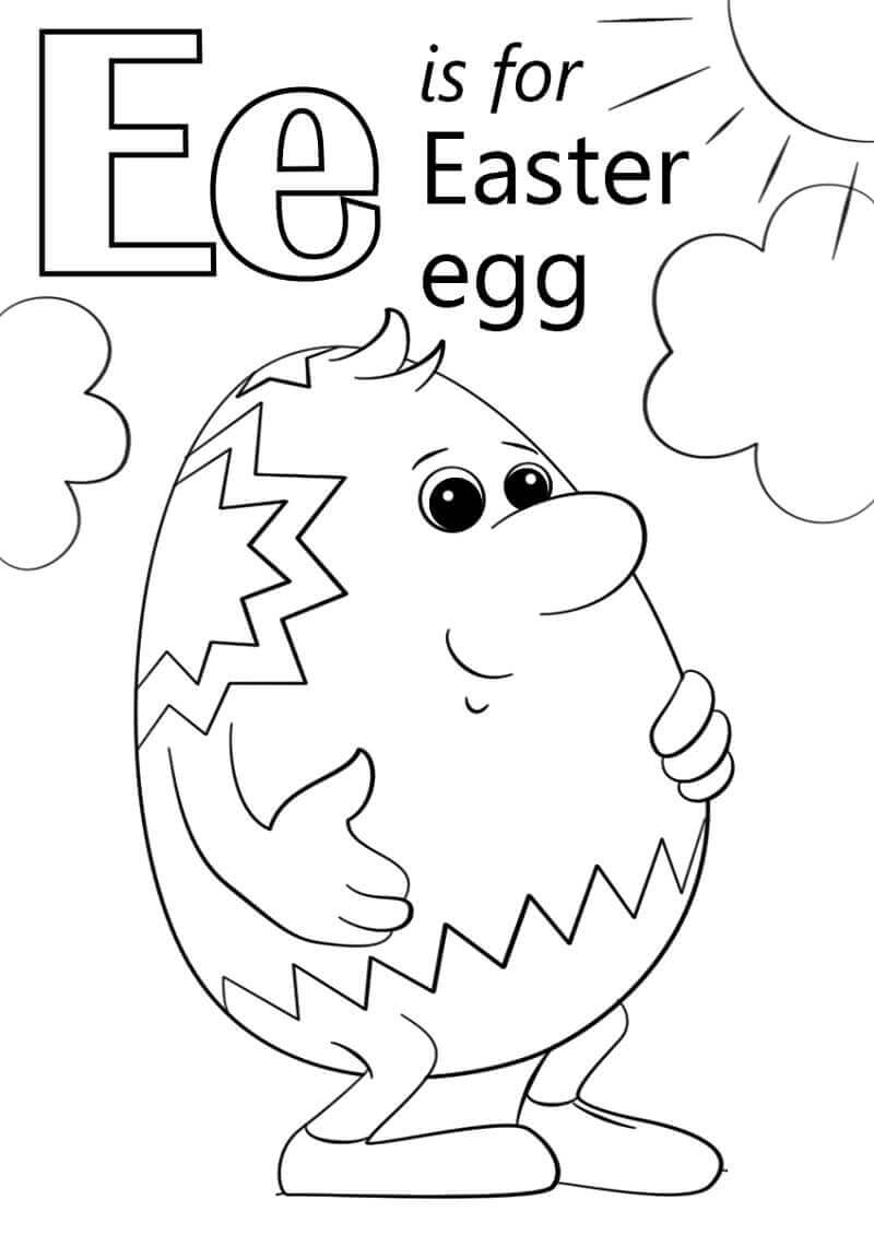 Dibujo de Huevo de Pascua Letra e para Colorear