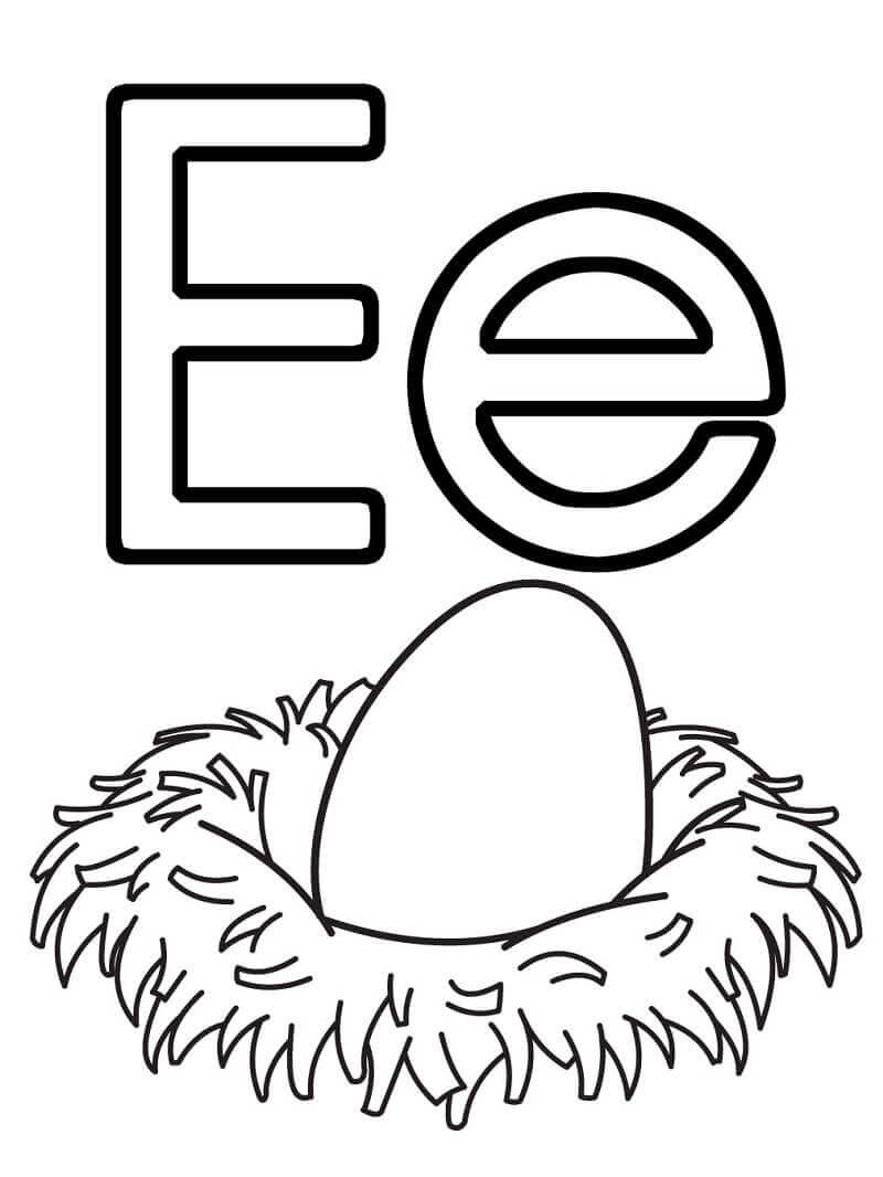 Dibujo de Letra de Huevo e para Colorear